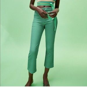 NWT Zara green gingham pants stain at waist